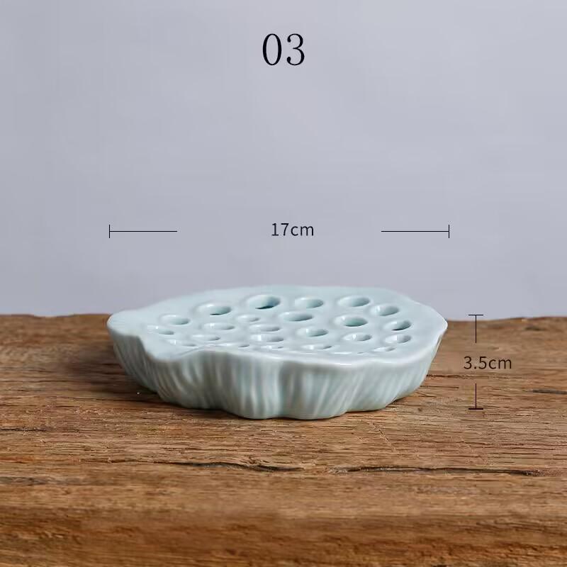 Japanese Style Ikebana Holder Ceramic Lotus Shape Ikebana Flower Arrangement Vase Tea Table Zen Kenzan Flower Art Fixed Tool