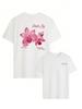 Y2k Pink Orchid Floral Graphic Tshirt Unisex Couple Unisex Unisex Cotton Crew Neck Soft Comfort Casual Streetwear Short Sleeve Tops