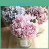 5 Heads Artificial Peony Silk Fake Flowers Hydrangea Bouquet For Elegant Wedding Party Decor**