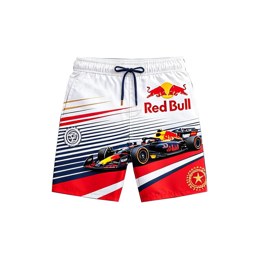 F1 Red Bull Motorsport Swim Shorts Men Summer Quick Dry Beach Board Shorts Casual Sports Racing Style Drawstring Swim Trunks