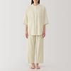 MUJI Seamless Thin Gauze Sleeve Light Yellow Size FD1L7A5S Women's 3/4 Pajamas, Stripe, XS,