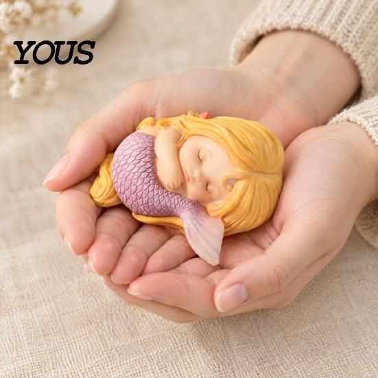 Small Ornaments for Office Desk Sleeping Mermaid Figurine, Resin Cute Statue, Mini Ornament Desktop, Decorative Statues Birthday Car Interior,