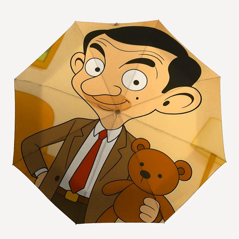 

1pc Mr. Bean Teddy Automatic Open/Close Umbrella Folding Umbrella, Portable Compact Travel Umbrella, Gift for Men & Women y08