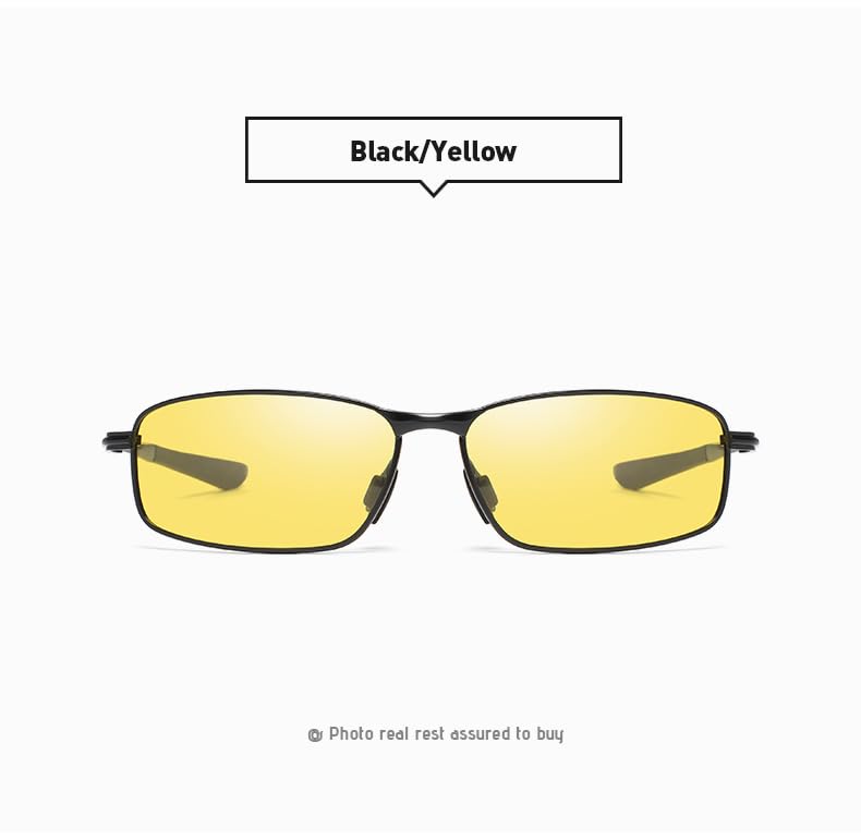 Night Sunglasses for Large Yellow Day and Night B1229 [FEISEDY] Men, UV400, Sports, Golf, Driving, Size, Lens, Lightweight, Bicycle, Driving, Fishing,