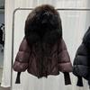 European winter new natural big fur collar hooded down jacket women's short fashion thickened warm fur jacket