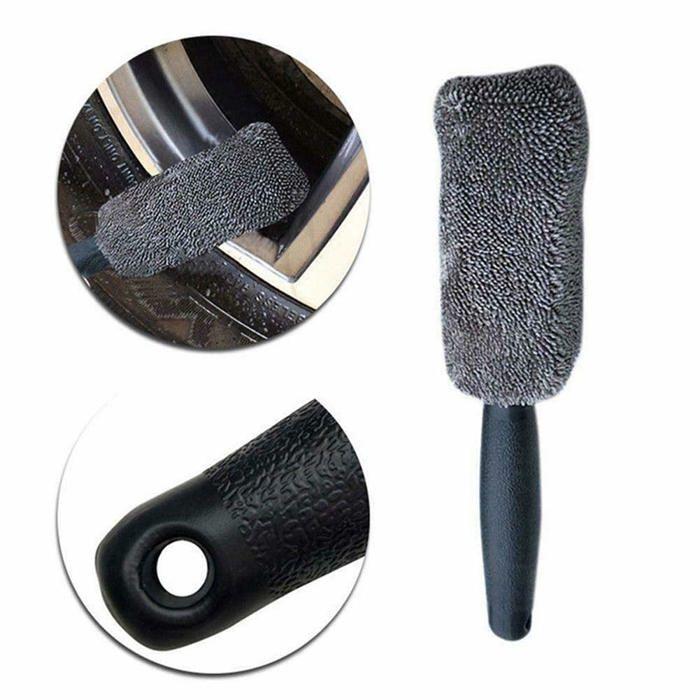 Brosse de Jante de Roue, Brosse de Nettoyage de Roue de Voiture en Microfibre à Long Manche Doux Outil(Gris)