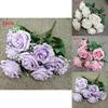 Silk Rose Realistic Bouquet 9 Stems Wedding Photography Props Decoration Home