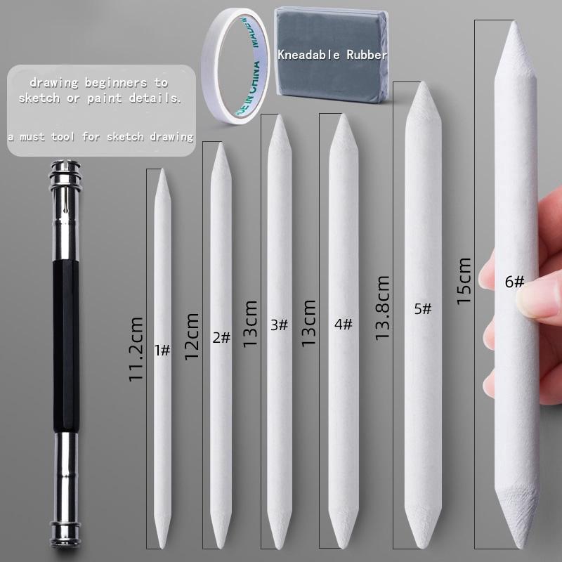 Blending Stumps and Tortillions Paper Art Blenders Sandpaper Pencil Sharpener Pointer for Artist Charcoal Sketch Drawing To Practical Use