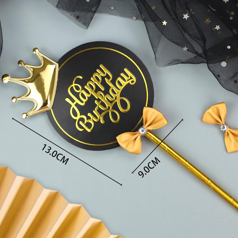 Gold Crown "Happy Birthday" Cake Topper Decoration