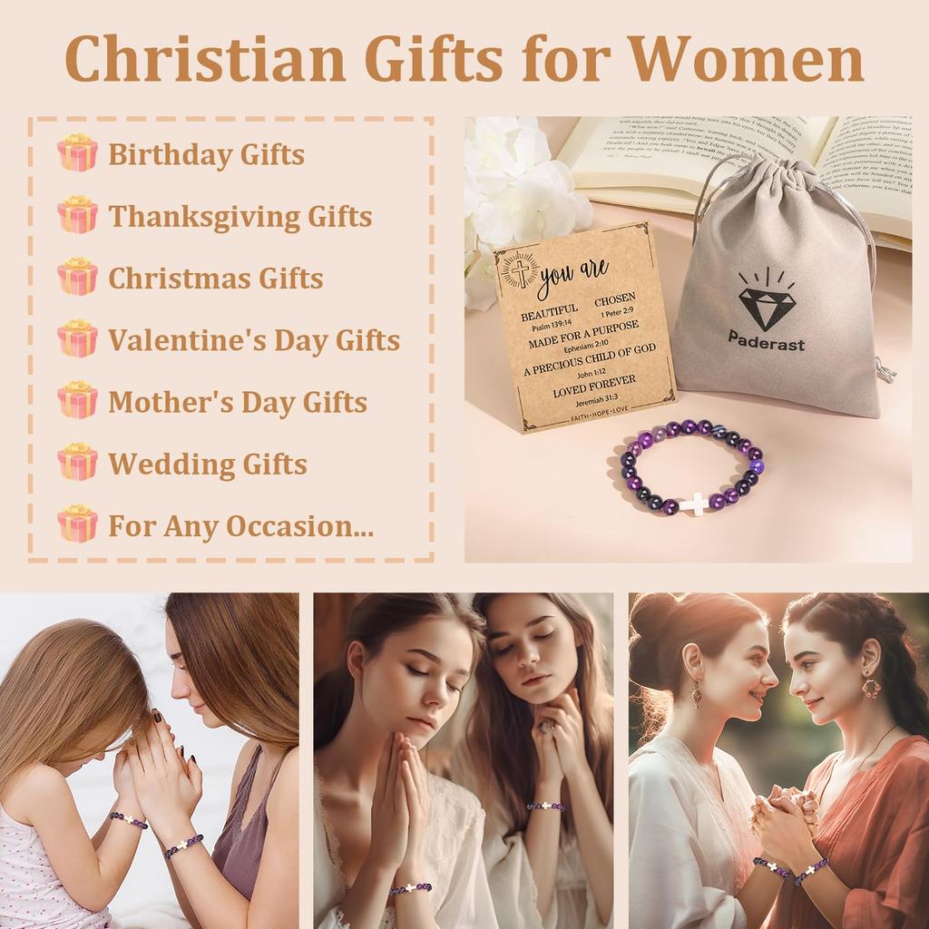 Christian Christmas Gifts for Women Religious Cross Bracelet Gifts for Women/Daughter/Friend/Sister/Grandma/Granddaughter/Godmother Inspirational