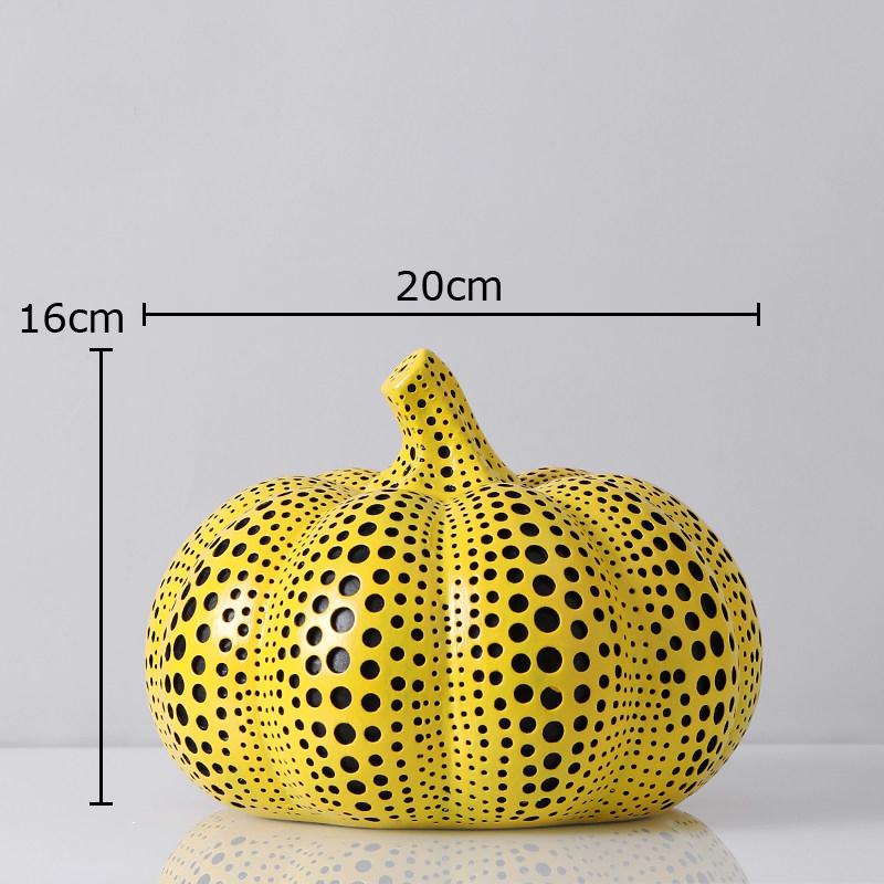 Polka Dot Art Pumpkin Sculpture Yellow Pumpkin Handicraft Desk Decoration Resin Artwork Ornaments Modern Home Decor Accessories