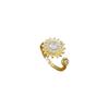 Real Gold Light Luxury Flower Full Diamond Ring Opening Adjustable Simple Jewelry Japanese Ring Couple Ring