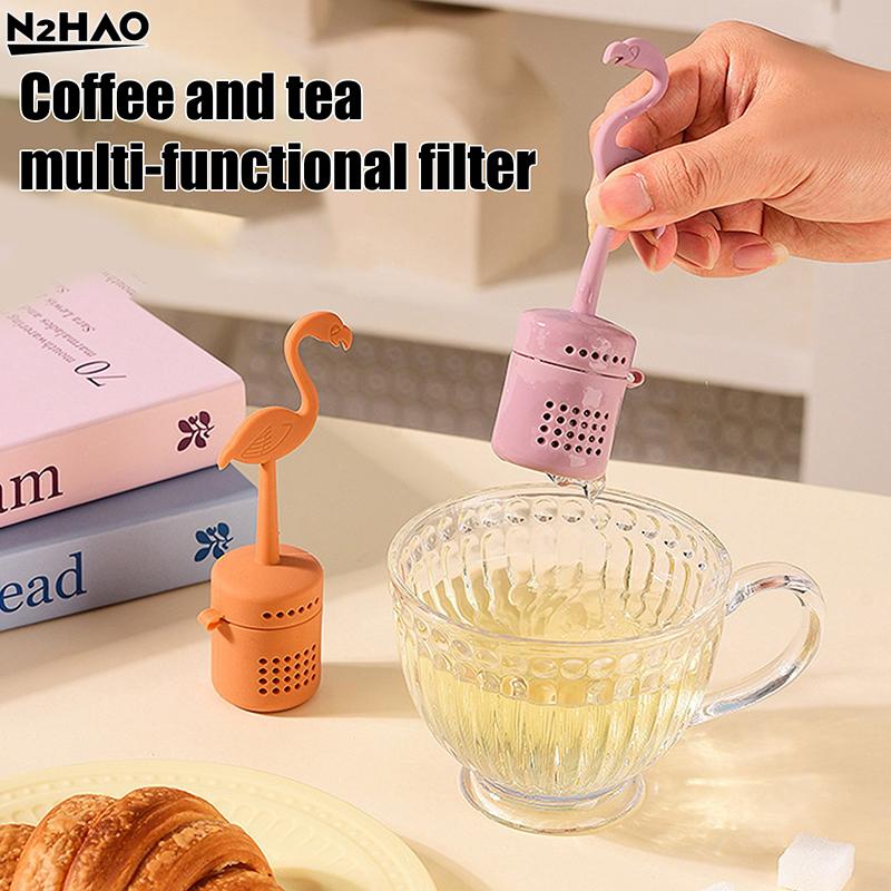 1pc Flamingo-shaped Silicone Tea Maker, Tea Strainer, Coffee Filter, Multi-functional Coffee Spice Filter