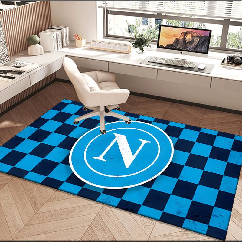 1PC Rug Electric Blue Napoli Logo Carpet, Chair Rug,Area Rug for Office Bedroom Living Rooms Bedroom, Doormat Decor Christmas Fan Gifts