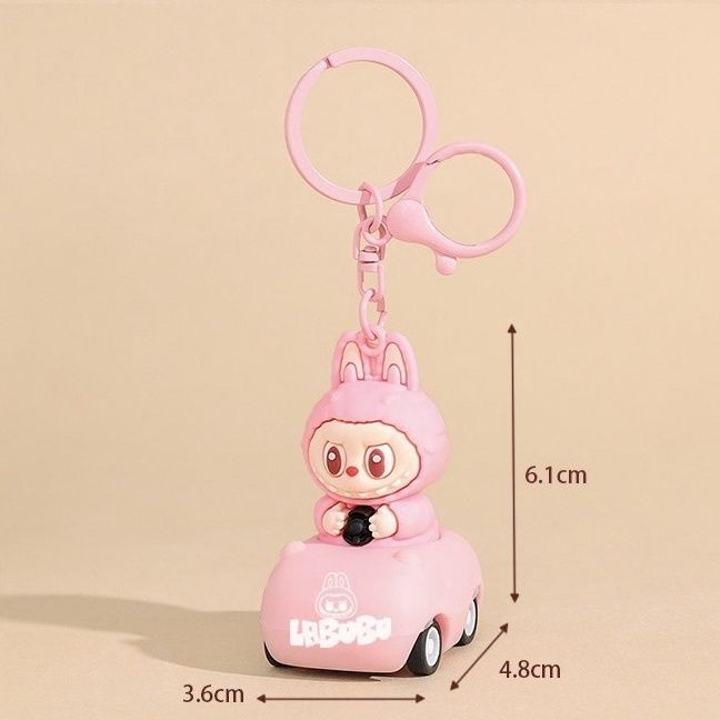 1pc Creative Labubu Car Keychain Cartoon Labubu Fabric 3D Cute Bag Pendant Gift