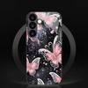 Pink butterfly tempered glass phone case suitable for Samsung Galaxy S26 S25 S24 S23 S22 S20 FE/Ultra/Plus anti drop back cover