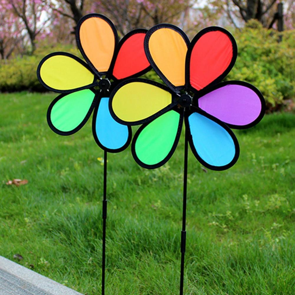 1-6PCS Flower Windmill Wind Spinner Colorful Creative Bird Scarer Outdoor Lawn Yard Flower Spinners Garden Decoration Kids Toy