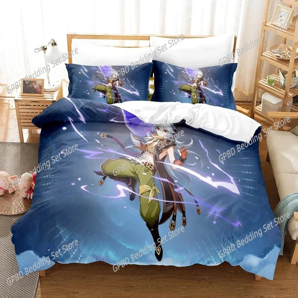 Luxury New 3D Print Digital Printed Games Genshin Impact Bedding set With Winter Home Polyester Quilt Cover With Cartoon Pattern