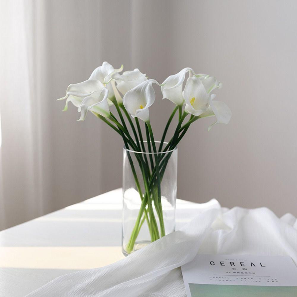 White Artificial Calla Lilies PU Fake Flower Photography Props Artificial Flower  Home Decoration