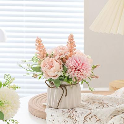 Realistic Artificial Flower Bonsai Rope Elegant Simulation Plant Bonsai No Watering with Ceramic Flowerpot
