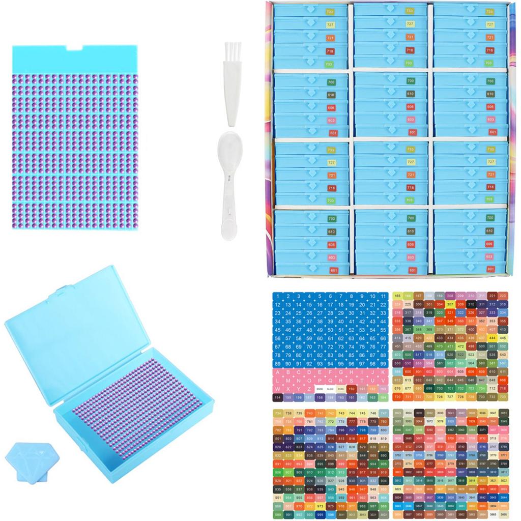 Diamond Art Trays Kits with Spoon & Brush 5D Diamond Painting Art Drawer Box Tray Kit Diamond Painting Storage Containers Trays