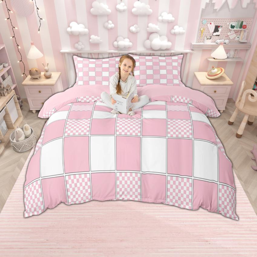 Homewish Geometric Checkered Duvet Cover Set, Reversible Quilt Cover Set, Grid Buffalo Plaid Bedding Set