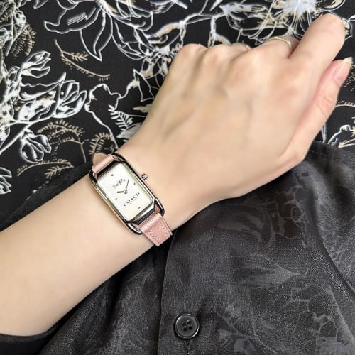 Coach Women's Square Dial Pink Leather Watch 14504040