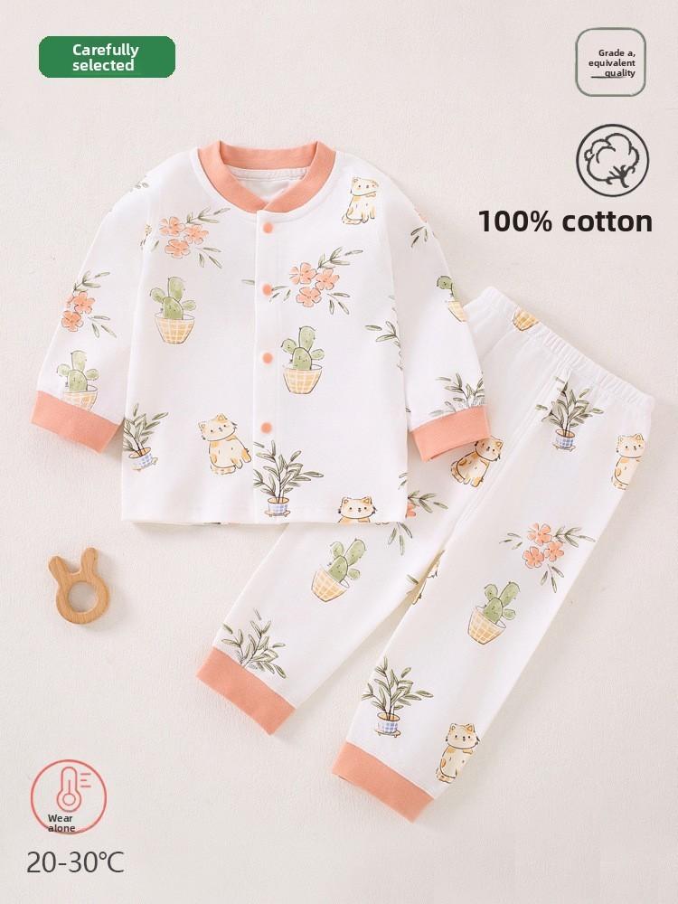 Childrens Cotton Pajama Set With Animal Prints For Newborns And Infants