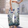 Dámské letní kalhoty Boho Palazzo s vysokým pasem a širokými nohavicemi s květinovým potiskem ležérní kalhoty s kapsami