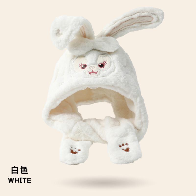 

Теплая милая шапка студенческая зимняя защита от холода защита ушей шарф плюшевая шапка мультяшная универсальная женская модная шапка-бини one size fits all белый