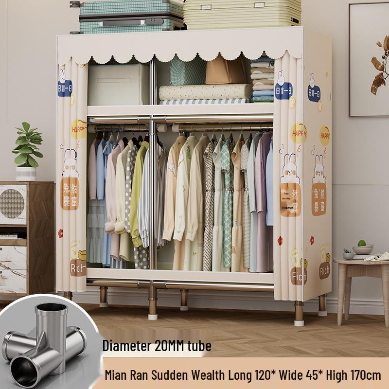 Sturdy Steel Pipe Wardrobe with Alloy Connectors for Home Bedrooms and Rentals