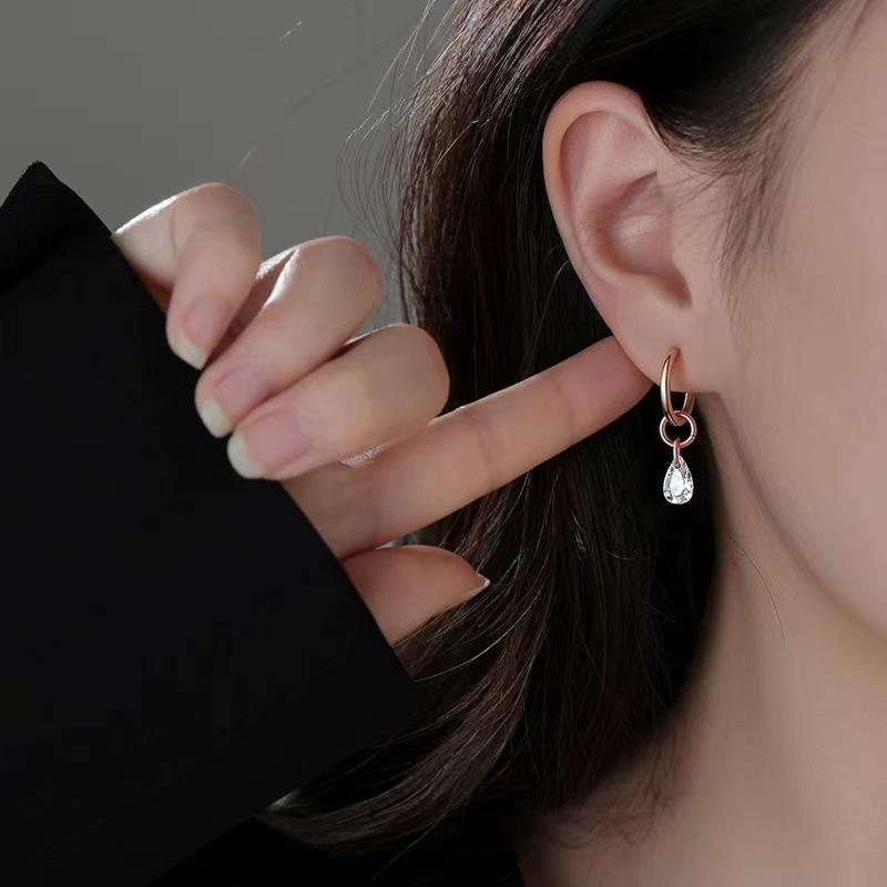 925 Sterling Silver Water Drop Earrings - Light Luxury 2024 High-End Ear Studs for Women