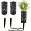 2 flower baskets + 2 flowers