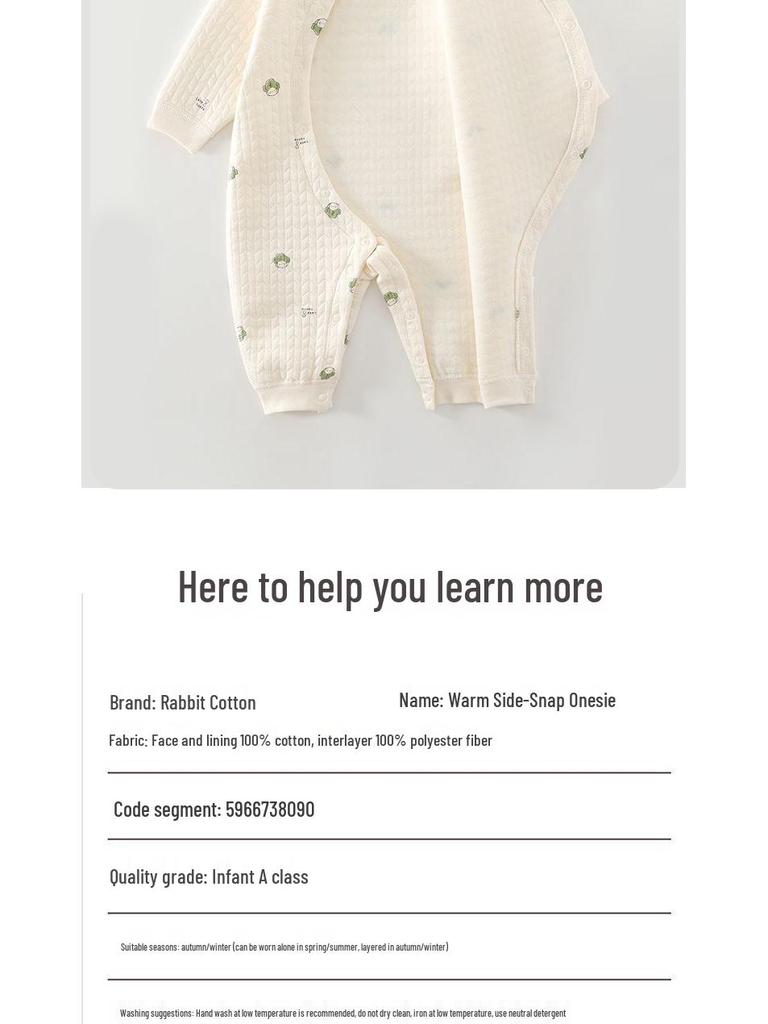 Cozy Air Cotton Baby Romper - Long Sleeve, Side Snap, Boneless Crawling Suit for Newborns - Perfect for Autumn & Winter Outings