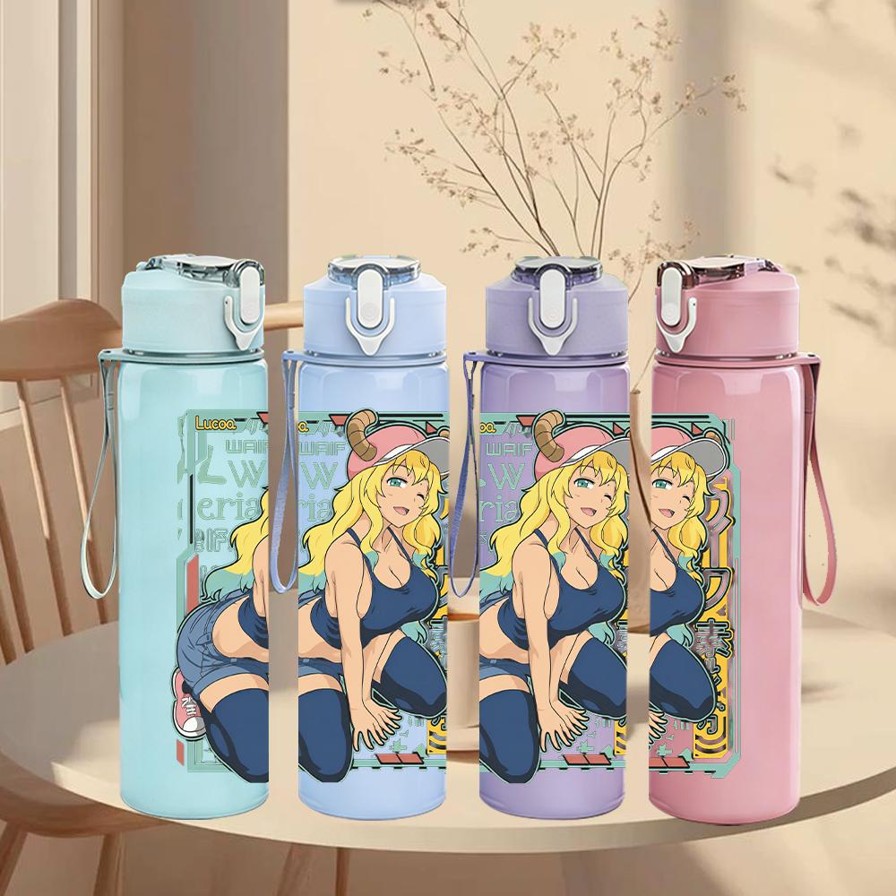 1PC Retro Blonde Pin-up Girl Colorful Print 750ml Portable Sports Water Bottle Leakproof Gym Outdoor Travel Drink Cup