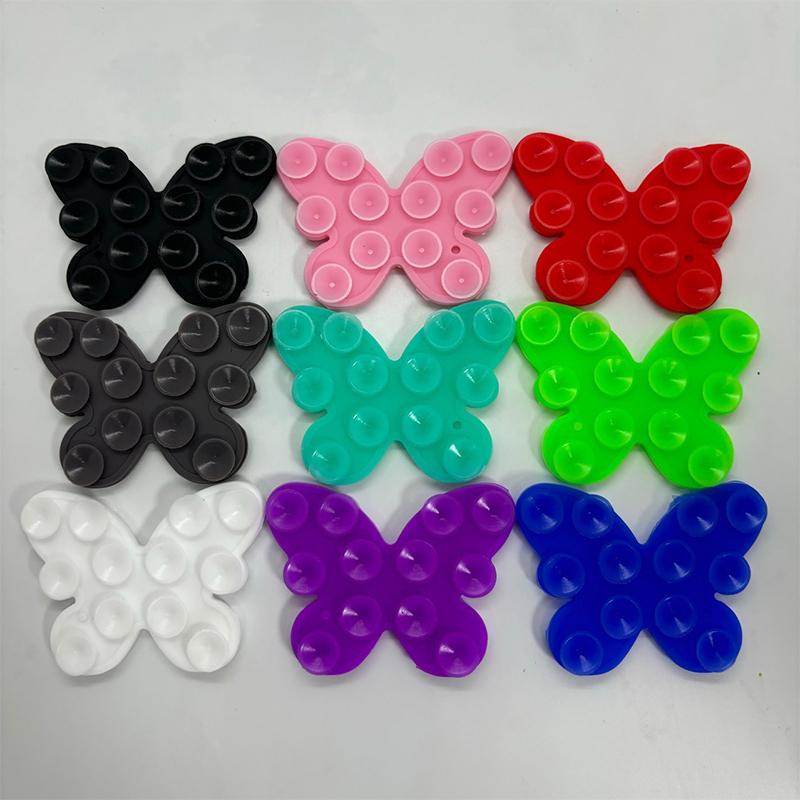 1Pcs Phone Fixture Suction Cup Silicone Butterfly Double-sided Suction Cup Back Adhesive Mobile Phone Rubber Suction Cup