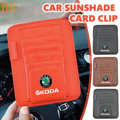 AAABT1 Car Sunvisor Storage Clip Multi-Pocket Card Ticket Clip Organizer Interior Accessories For S Kodiaq Octavia 2 3 Yeti Karoq