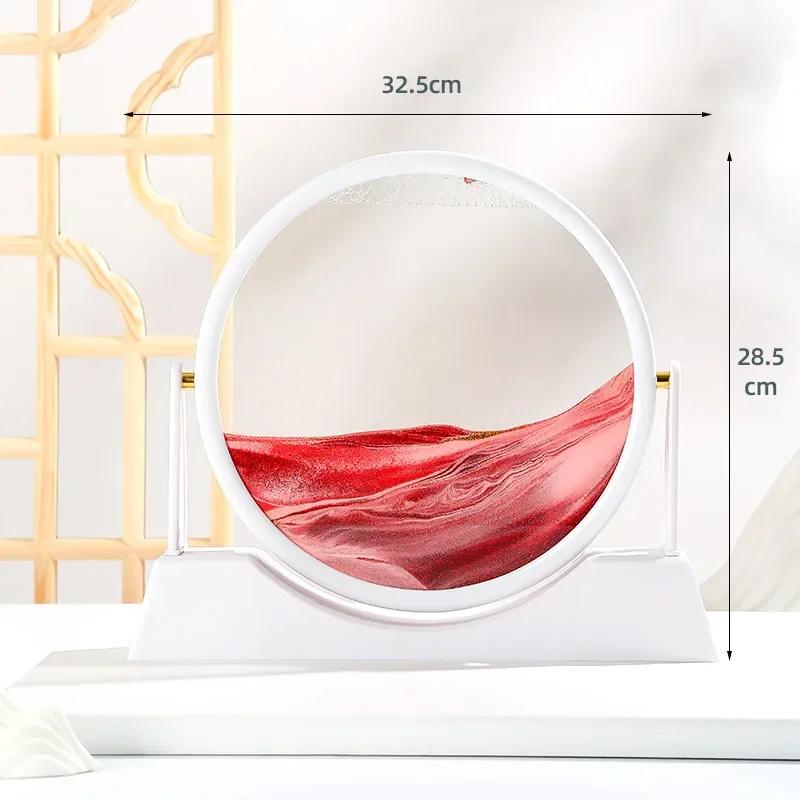 Rotatable Sandscape Moving Sand Art Picture Round Glass Deep Sea Quicksand 3D Hourglass Flowing Sand Painting Home Decor Gifts