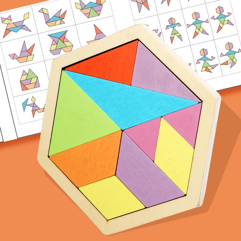 Colorful Wooden Honeycomb Jigsaw Puzzle for Early Childhood Education