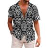 Hawaiian Mens Shirts Lapel Short-Sleeved Shirt Mexican Style Clothing Casual Loose Button-Down Shirt