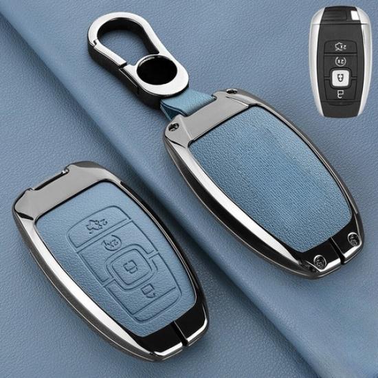 Alloy Leather Car Key Case Cover For Lincoln MKC MKZ MKX Navigator Continental