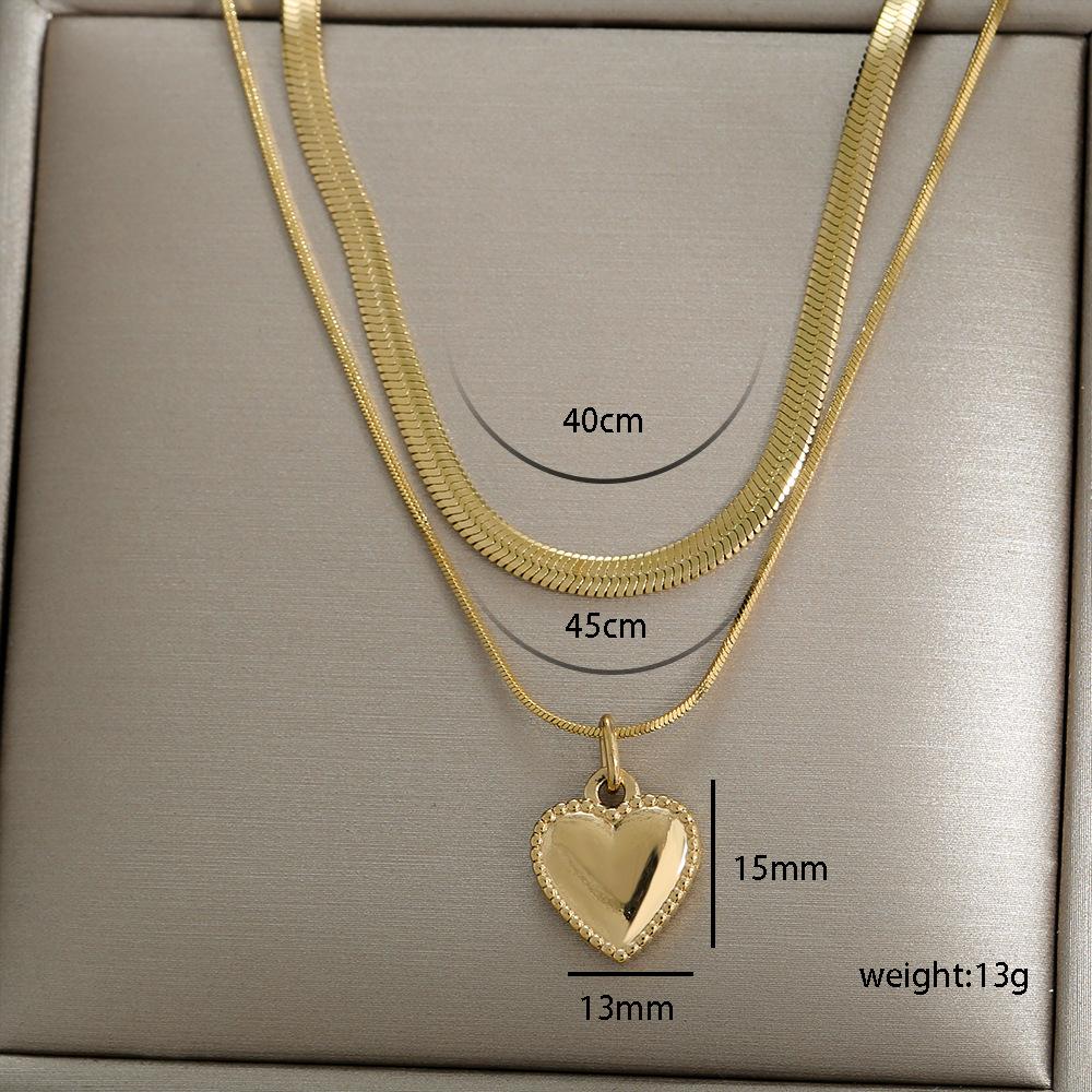 Custom 304 Stainless Steel 18K Gold Plated PVD Doble Collarbone Necklace Waterproof Heart Butterfly Pendant Women