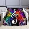 Colorful Musical Note Art Design Patterned Flannel Blanket Perfect for the Bedroom Living Room, Sofa, or a Little Nap