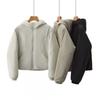 2026 Womens Short Puffer Hooded Cotton Jacket Lulu Style Winter Warm Loose Solid Zip Coat