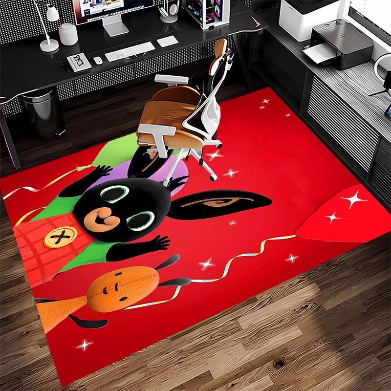 1pc Bing Print Area Rug - Soft, Washable Non-Slip Indoor Mat for Office Chairs, Living Room, Home Office Decorative Rug
