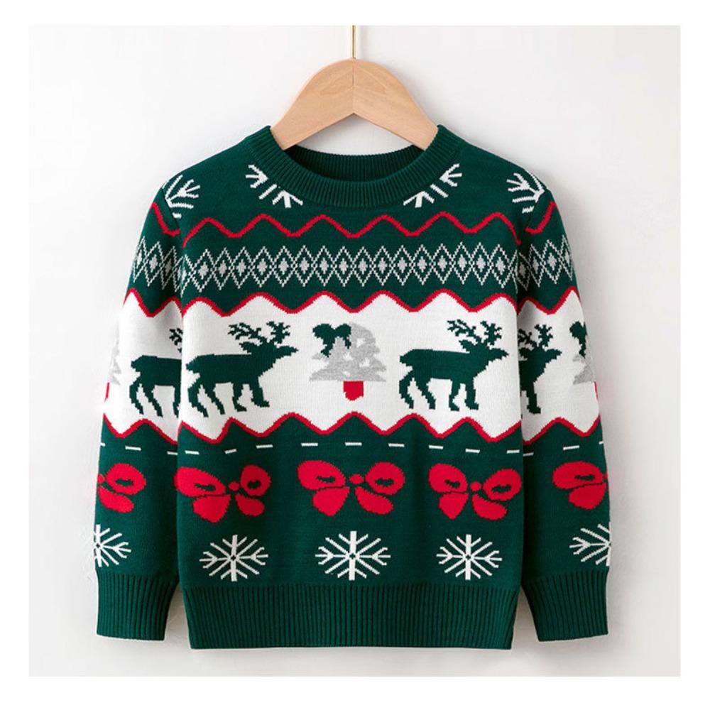 New Children's Christmas Sweater Collection: Girls' and Boys' Autumn/Winter Cartoon Pullover Knitwear