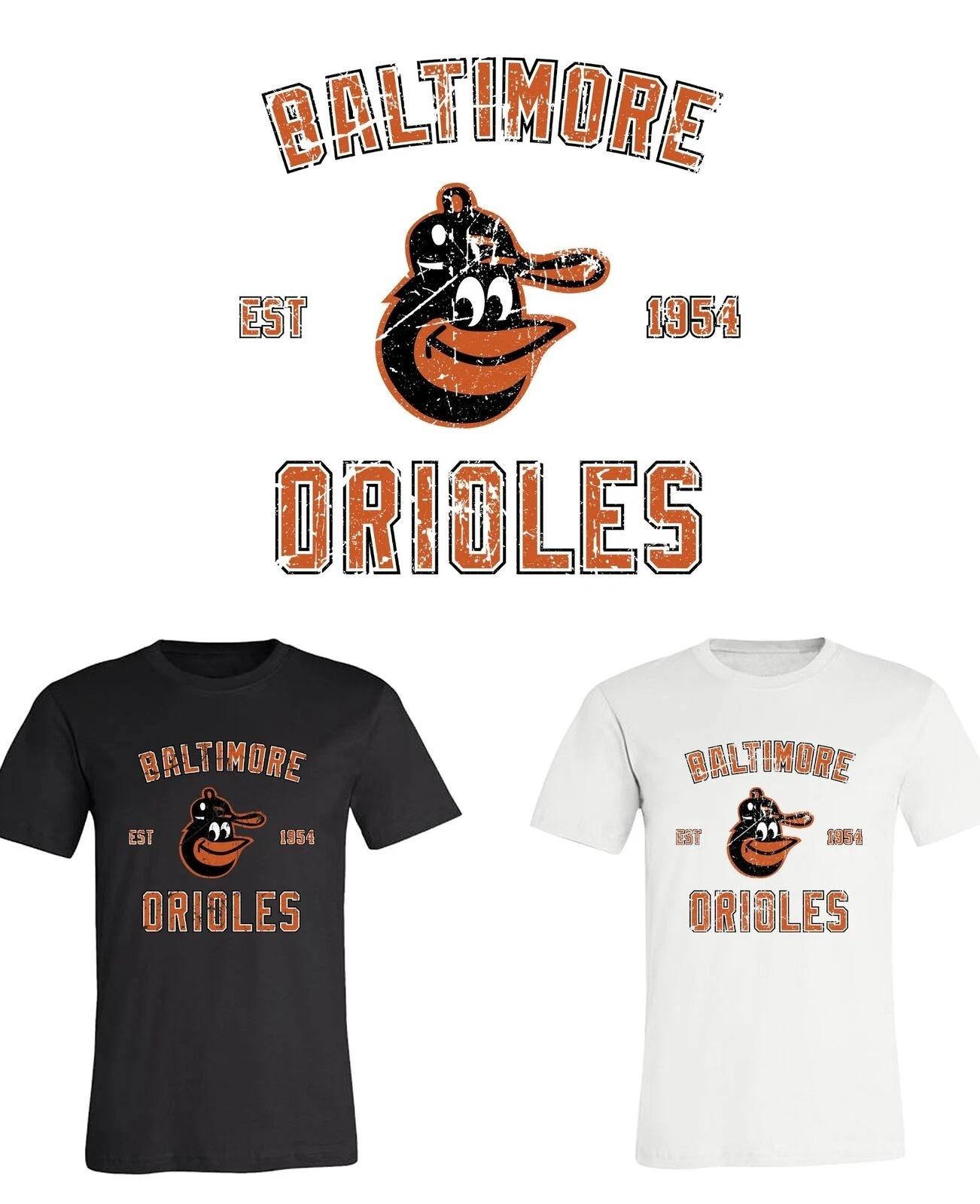 Baltimore Orioles Est Distressed logo T-Shirt Sizes Youth-Adult 6XL FAST Ship! 4XL