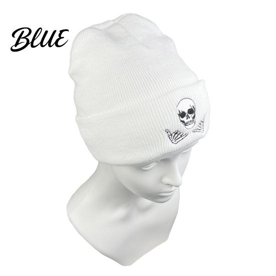 Embroidered Skull Hat Design Thick Knit Warm Men Women Winter Beanie Fun Cap Stretchy Unisex
