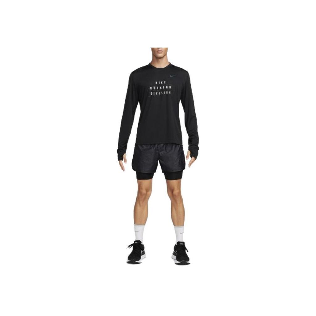 Nike Solid Color Printed Elastic Fake Two-Piece Casual Shorts Men shorts Black FB8544-010