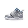 Buty dla maluchów Air Jordan 1 Odporne na poślizg i ścieranie Średnio wysokie Szaro-niebieskie dla niemowląt i małych dzieci BQ7196-014